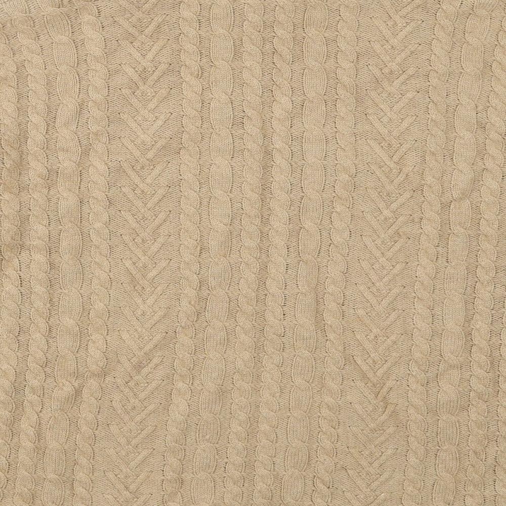 Marks and Spencer Womens Beige High Neck  Cotton Pullover Jumper Size L