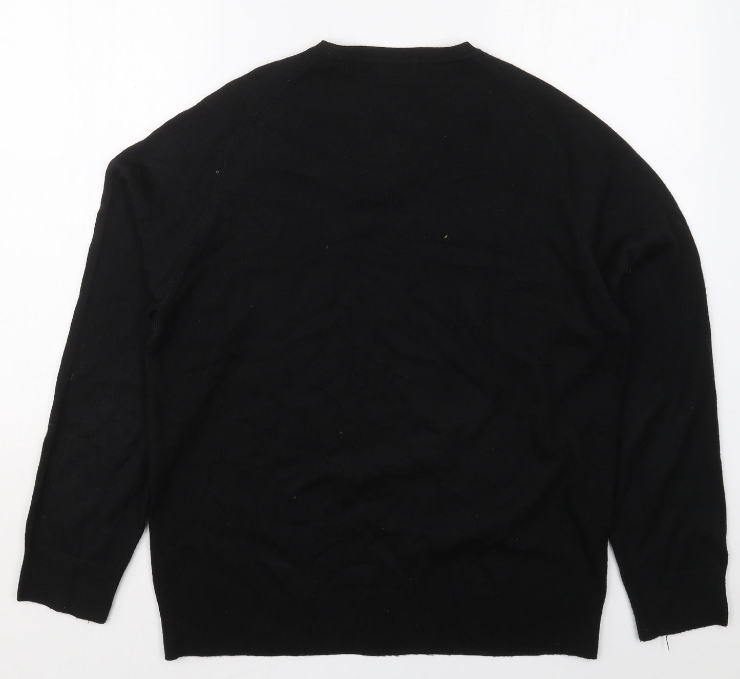 F&F Mens Black V-Neck  Acrylic Pullover Jumper Size L