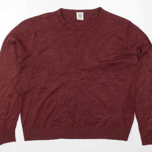 Finest Made Clothing Mens Red Crew Neck  Acrylic Pullover Jumper Size XL