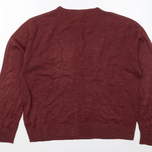 Finest Made Clothing Mens Red Crew Neck  Acrylic Pullover Jumper Size XL