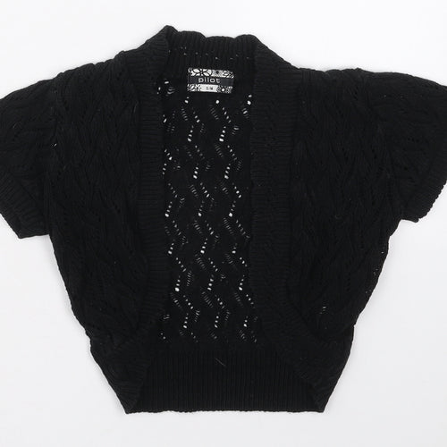 Pilot Womens Black V-Neck  Acrylic Cardigan Jumper Size S