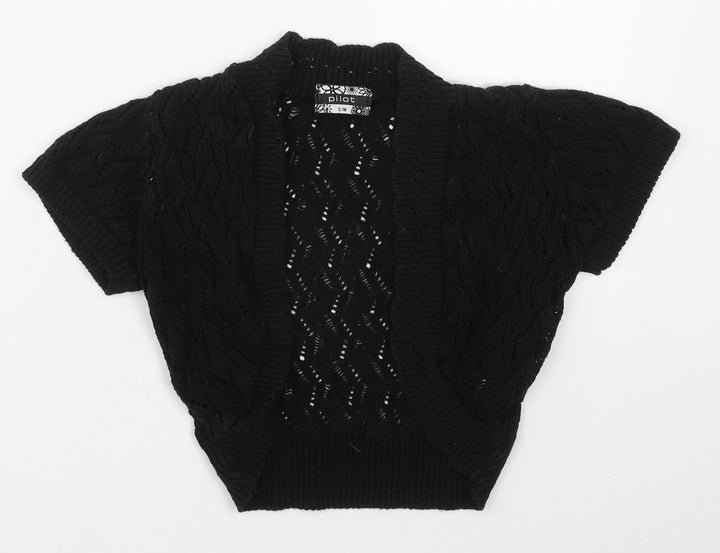 Pilot Womens Black V-Neck  Acrylic Cardigan Jumper Size S