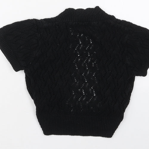Pilot Womens Black V-Neck  Acrylic Cardigan Jumper Size S