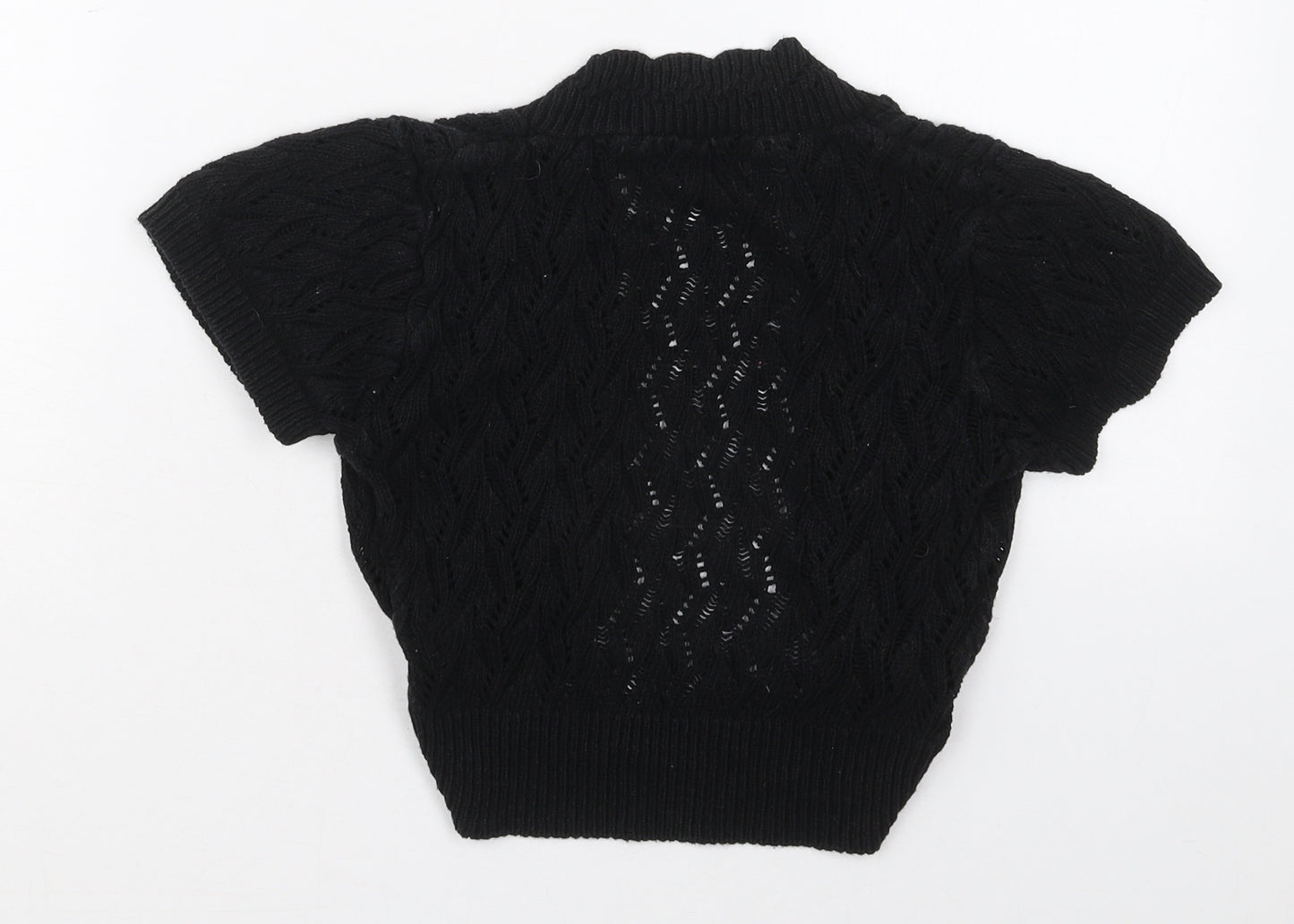 Pilot Womens Black V-Neck  Acrylic Cardigan Jumper Size S