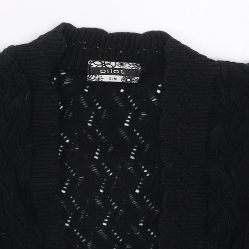 Pilot Womens Black V-Neck  Acrylic Cardigan Jumper Size S