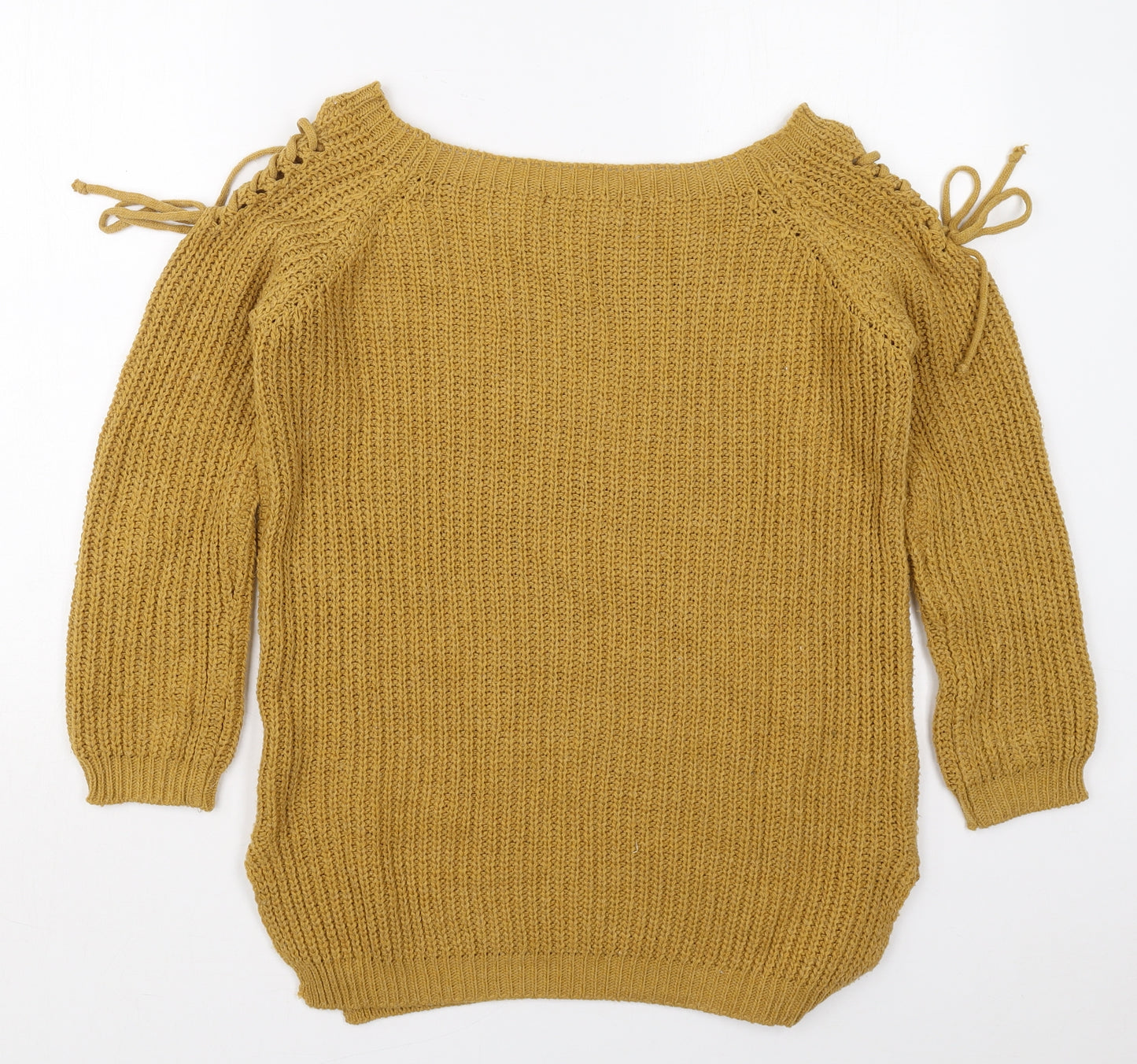 Cameo Rose Womens Yellow Boat Neck  Acrylic Pullover Jumper Size S