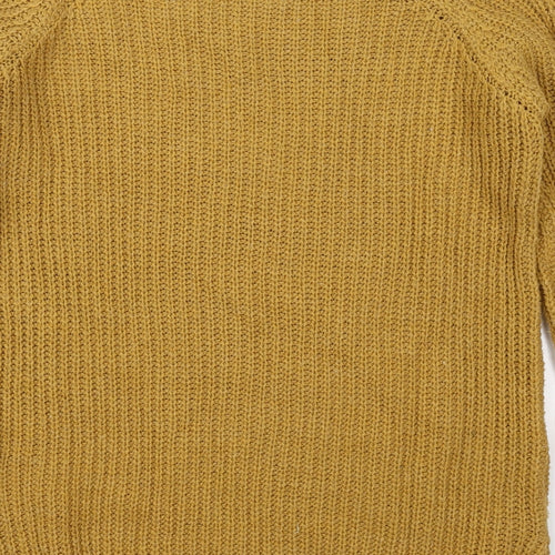 Cameo Rose Womens Yellow Boat Neck  Acrylic Pullover Jumper Size S