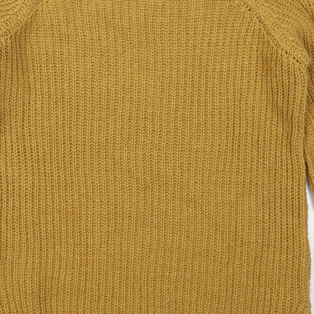 Cameo Rose Womens Yellow Boat Neck  Acrylic Pullover Jumper Size S
