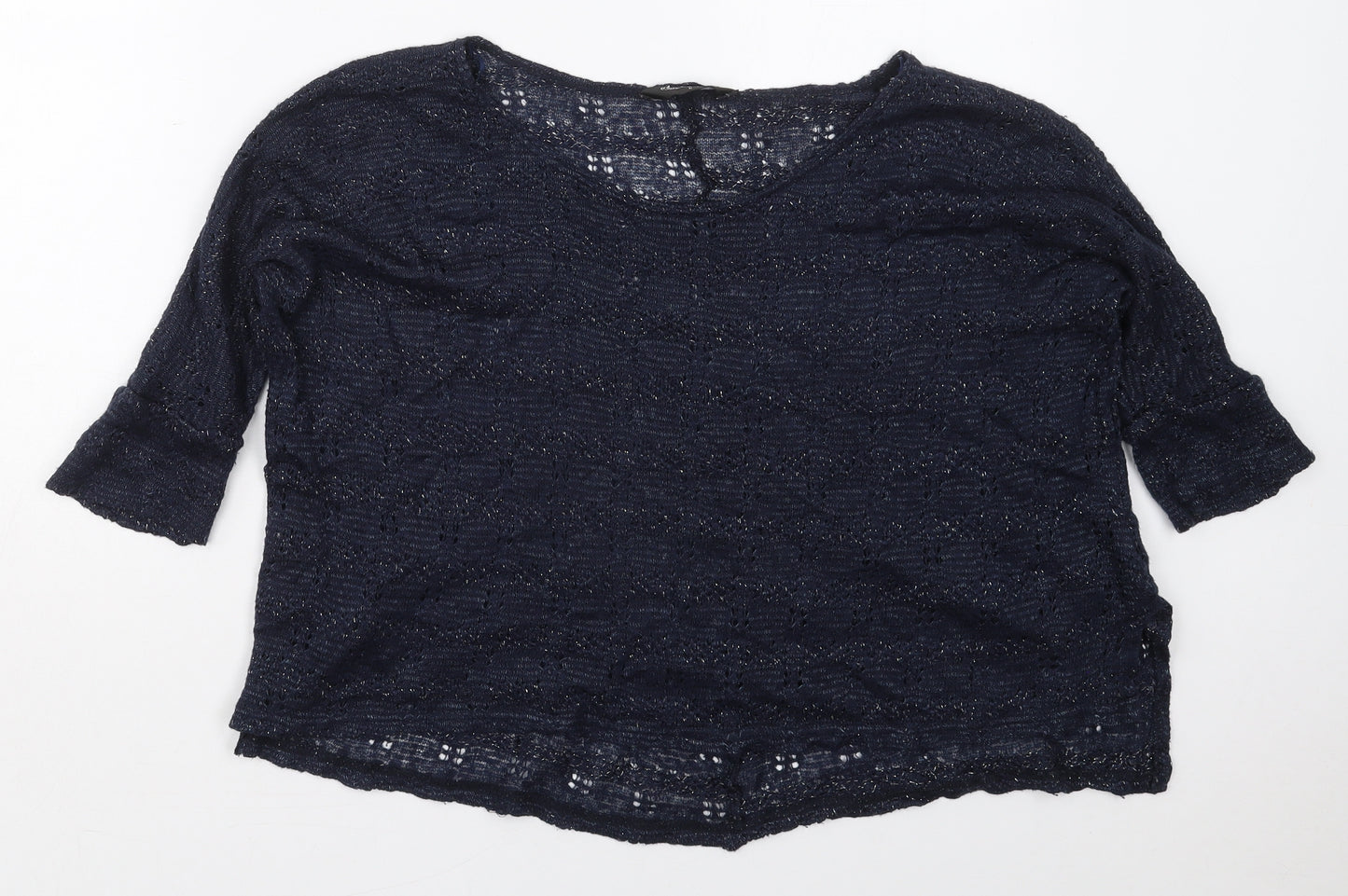 Miss Selfridge Womens Blue Boat Neck  Acrylic Pullover Jumper Size 6