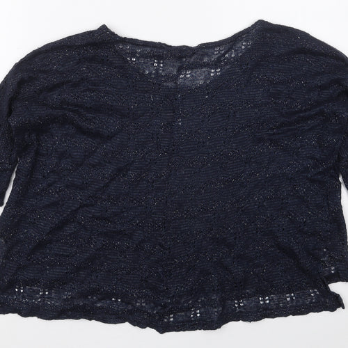 Miss Selfridge Womens Blue Boat Neck  Acrylic Pullover Jumper Size 6