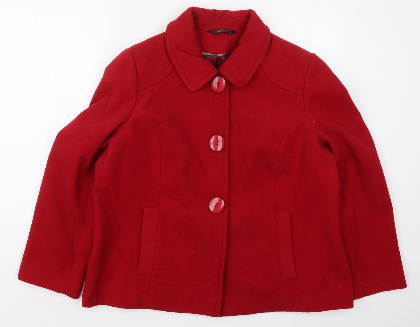 Bonmarché Womens Red   Pea Coat Coat Size 18  Button