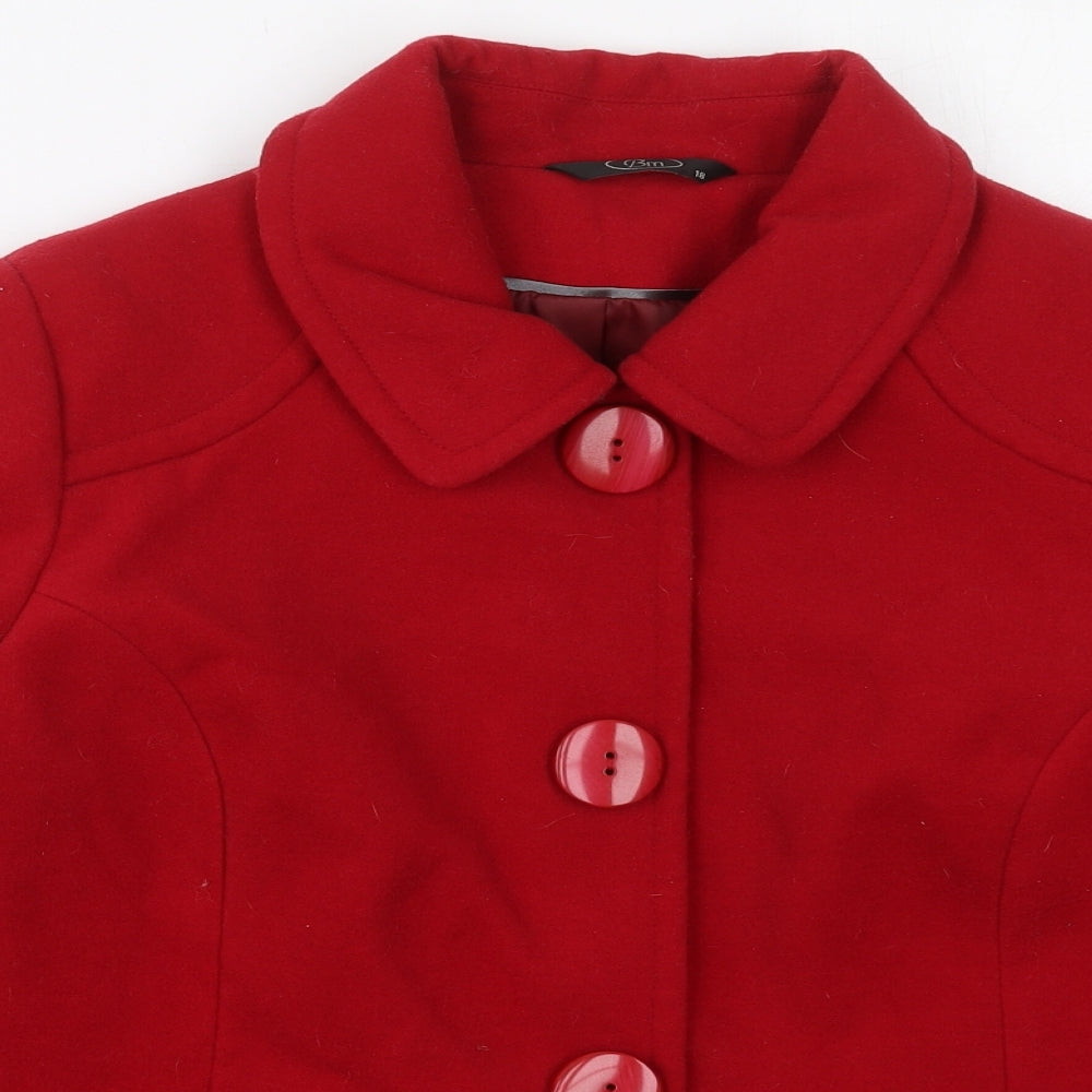 Bonmarché Womens Red   Pea Coat Coat Size 18  Button