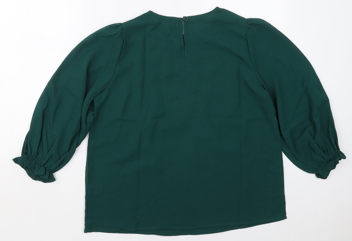 Studio Womens Green  Polyester Basic Blouse Size 10 Round Neck