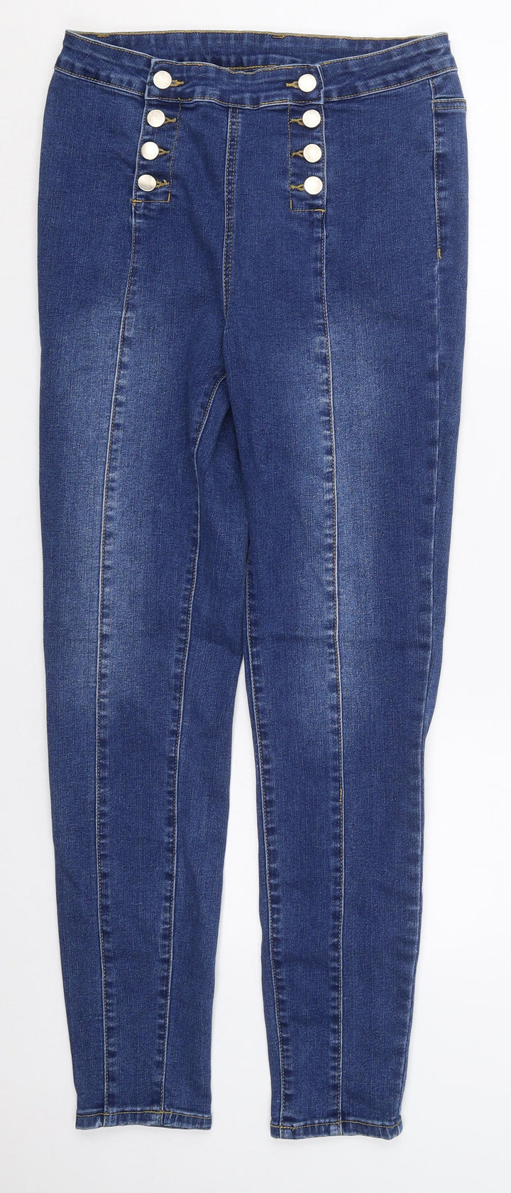 Preworn Womens Blue Cotton Skinny Jeans Size M L29 in Regular Button