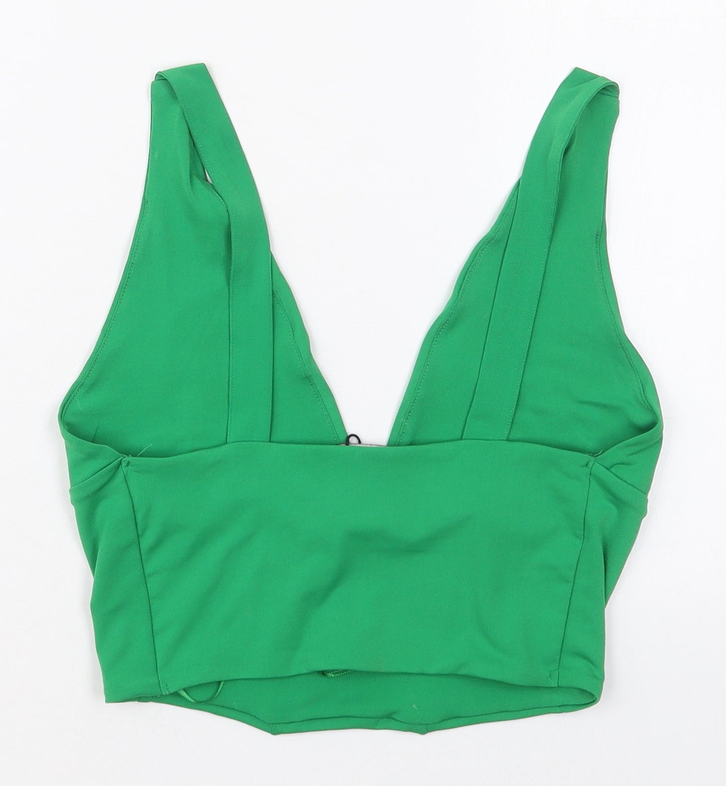 Stradivarius Womens Green  Polyester Cropped Tank Size S V-Neck