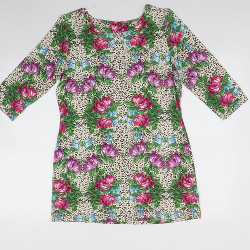 NEXT Womens Multicoloured Floral Viscose Mini  Size 12  Scoop Neck