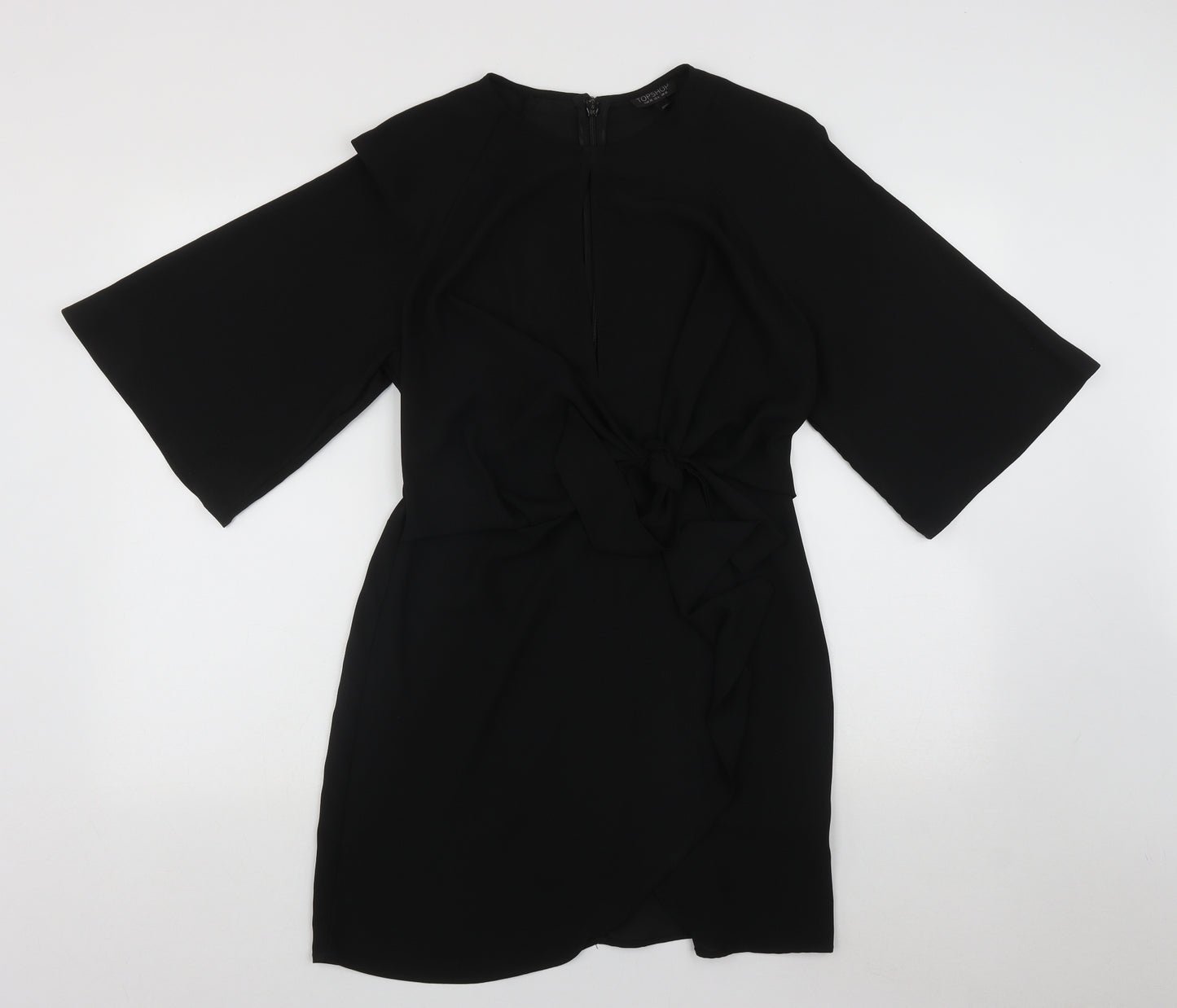 Topshop Womens Black  Polyester Fit & Flare  Size 10  Round Neck Zip