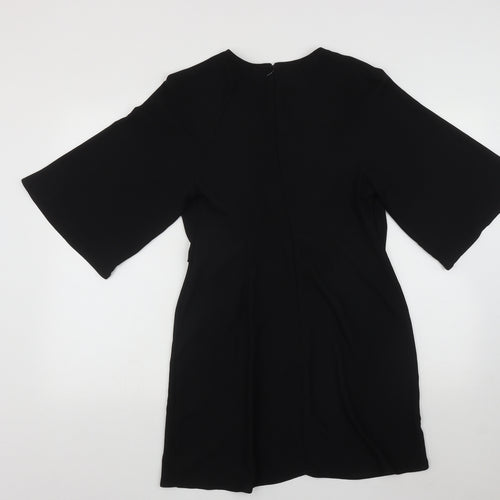 Topshop Womens Black  Polyester Fit & Flare  Size 10  Round Neck Zip