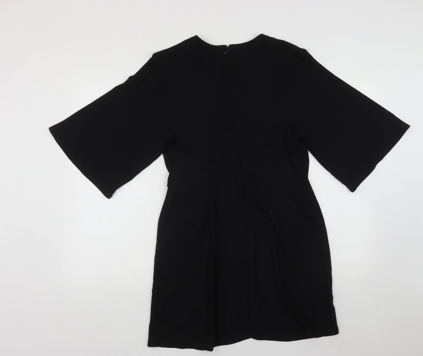 Topshop Womens Black  Polyester Fit & Flare  Size 10  Round Neck Zip