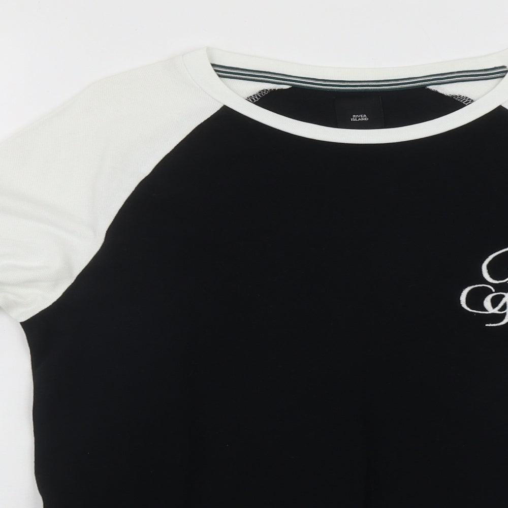 River Island  Mens Black Round Neck  Cotton Pullover Jumper Size S