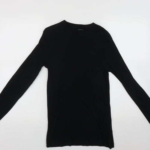 River Island Mens Black Round Neck  Cotton Pullover Jumper Size XS
