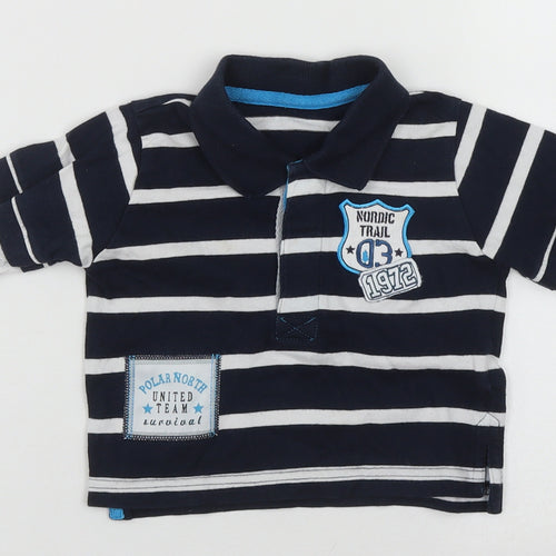 St Bernard Boys Blue Striped Cotton Basic Casual Size 9-12 Months Collared Button