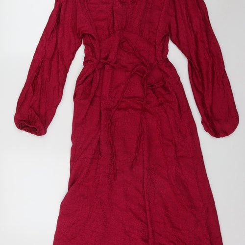 Gallery Womens Pink Geometric Viscose Fit & Flare  Size 12  Round Neck Button