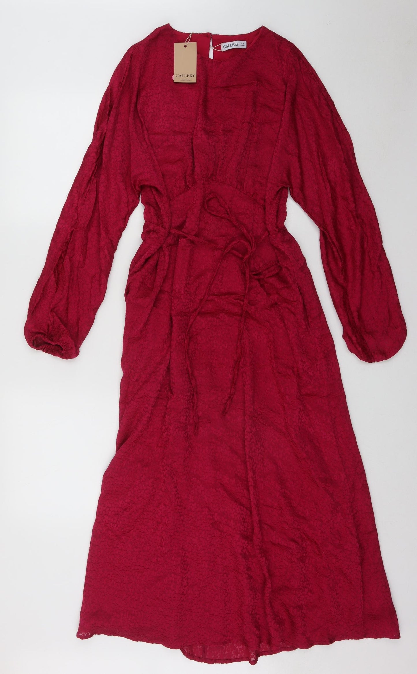 Gallery Womens Pink Geometric Viscose Fit & Flare  Size 12  Round Neck Button