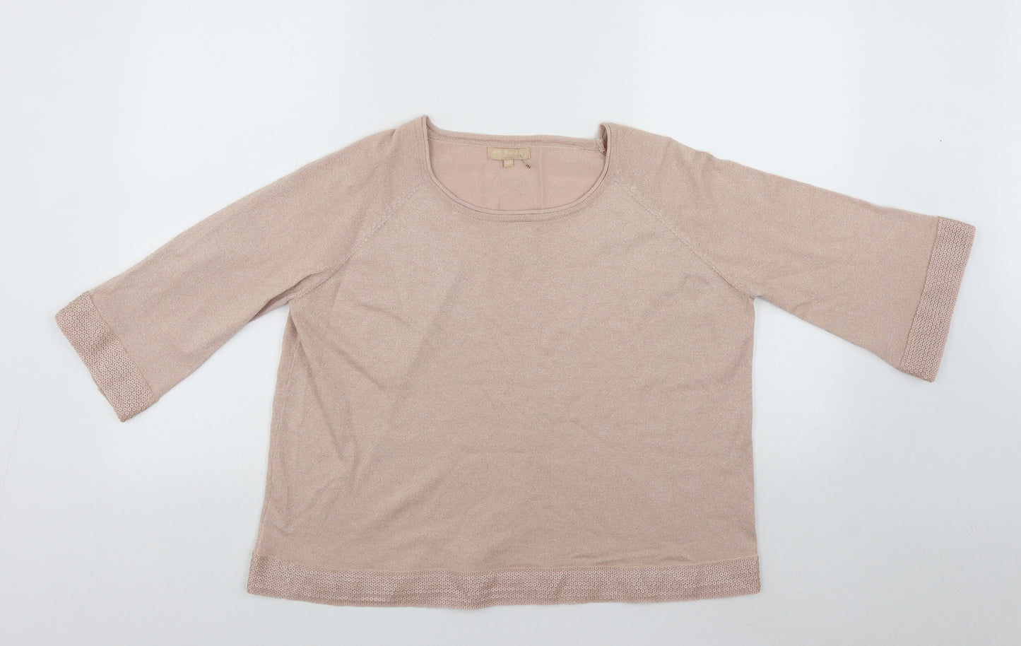 By Swan Womens Beige  Viscose Basic Blouse Size S Scoop Neck
