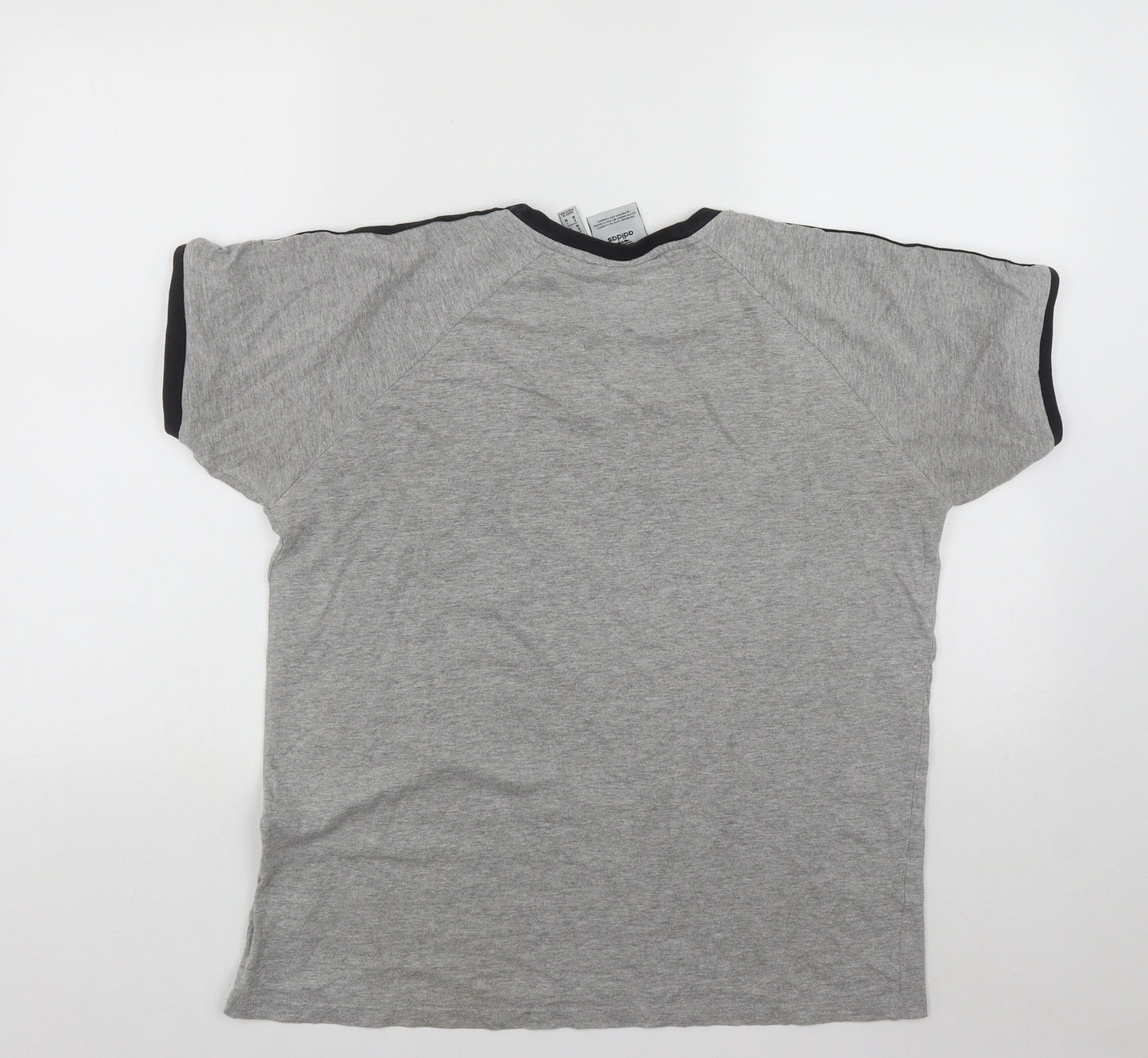 adidas Mens Grey Striped Polyester  T-Shirt Size M Round Neck