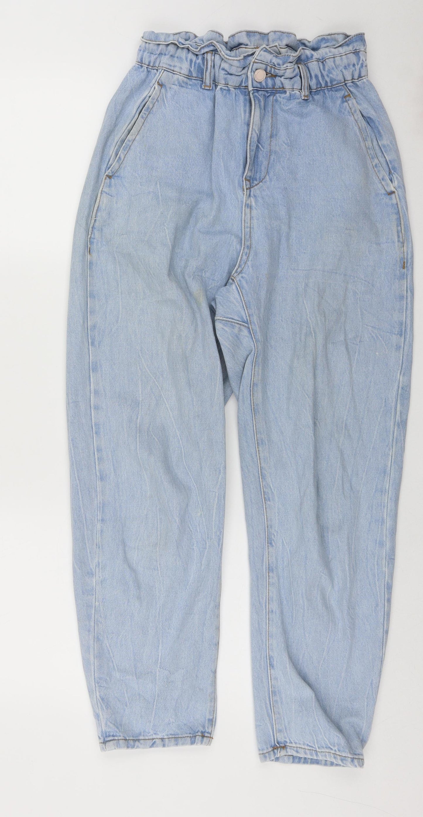 Zara Womens Blue  Cotton Boyfriend Jeans Size 8 L22 in Regular Zip