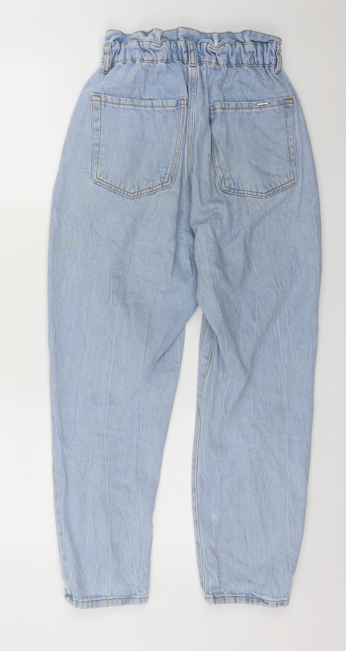 Zara Womens Blue  Cotton Boyfriend Jeans Size 8 L22 in Regular Zip