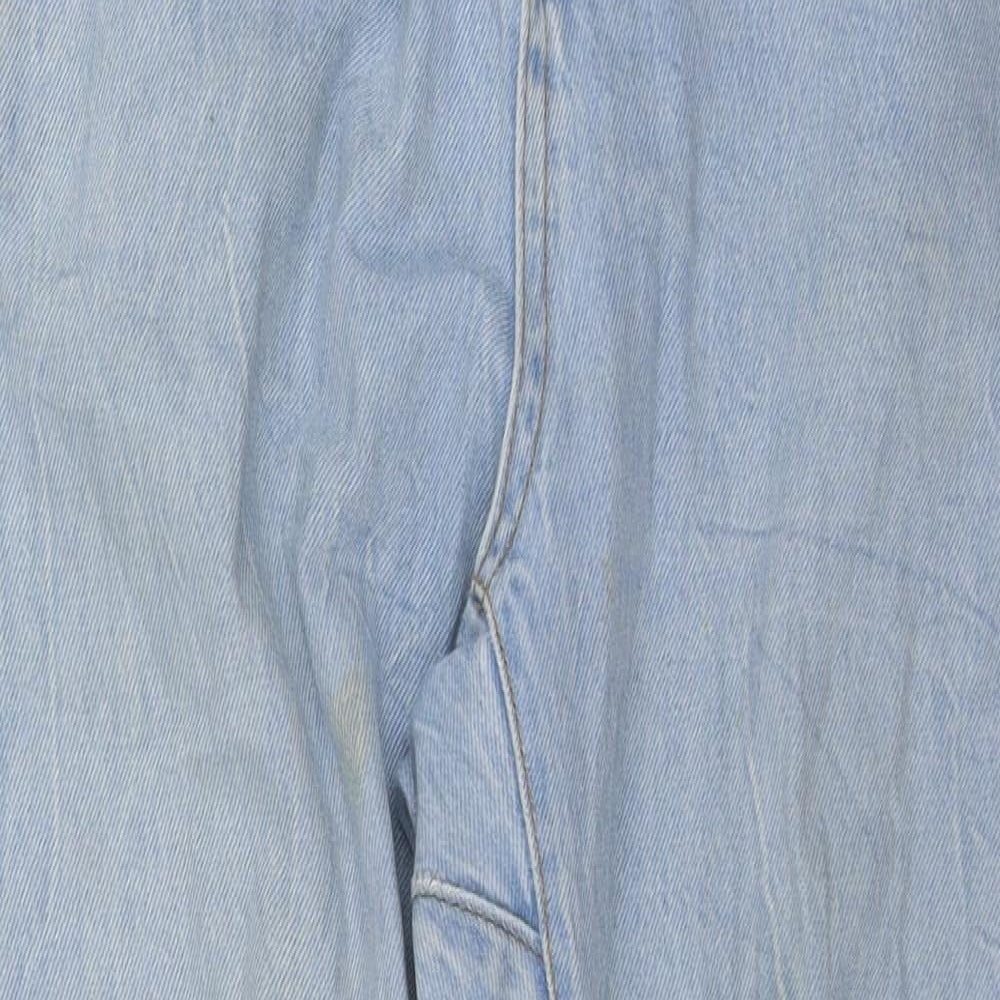 Zara Womens Blue  Cotton Boyfriend Jeans Size 8 L22 in Regular Zip