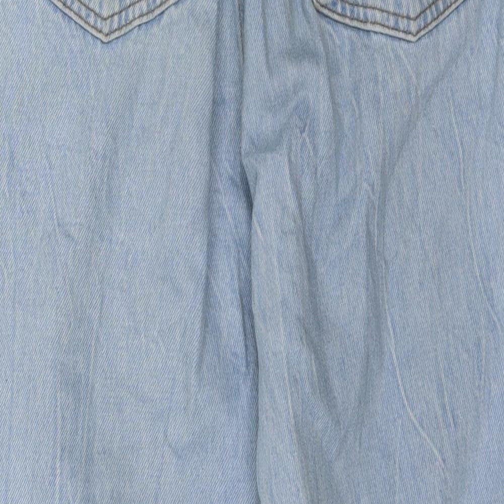 Zara Womens Blue  Cotton Boyfriend Jeans Size 8 L22 in Regular Zip