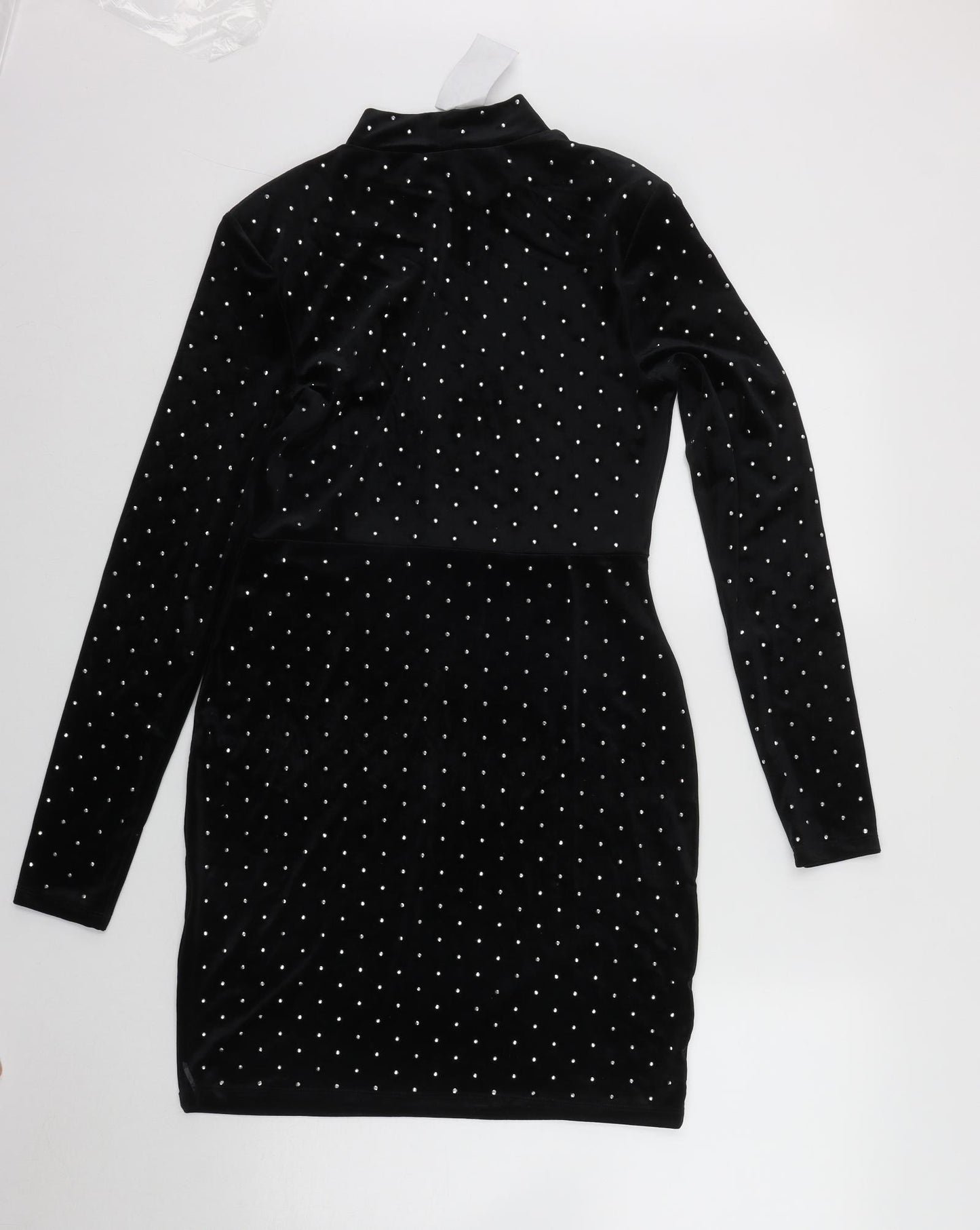 H&M Womens Black  Polyester Fit & Flare  Size M  High Neck  - Shoulder Pads