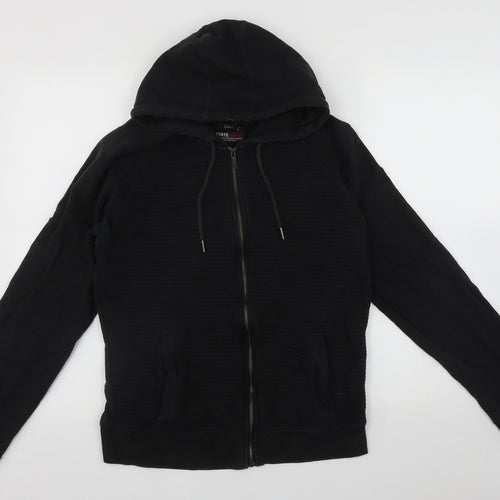 Centrered Mens Black  Cotton Full Zip Hoodie Size S