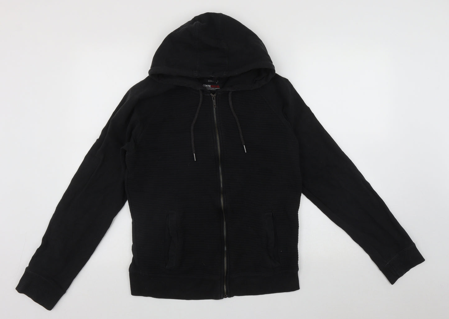 Centrered Mens Black  Cotton Full Zip Hoodie Size S