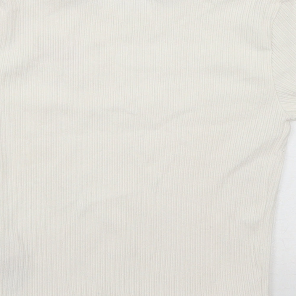 Primark Girls White  Cotton Basic Casual Size 9-10 Years Round Neck