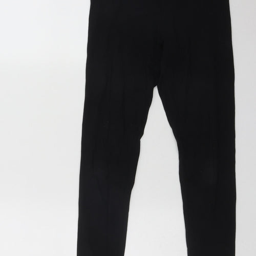 F&F Womens Black  Cotton Cropped Leggings Size 12 L25 in