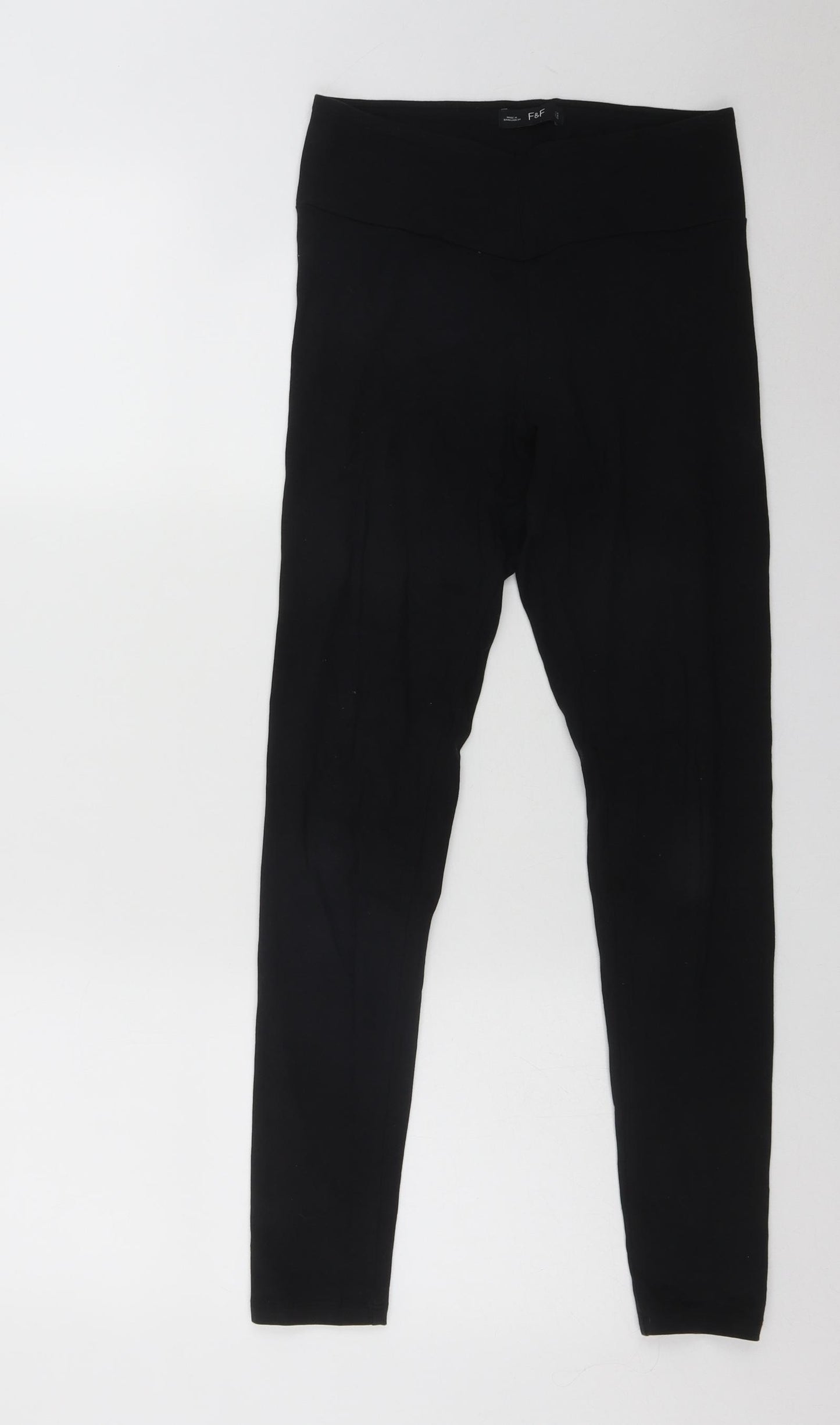 F&F Womens Black  Cotton Cropped Leggings Size 12 L25 in