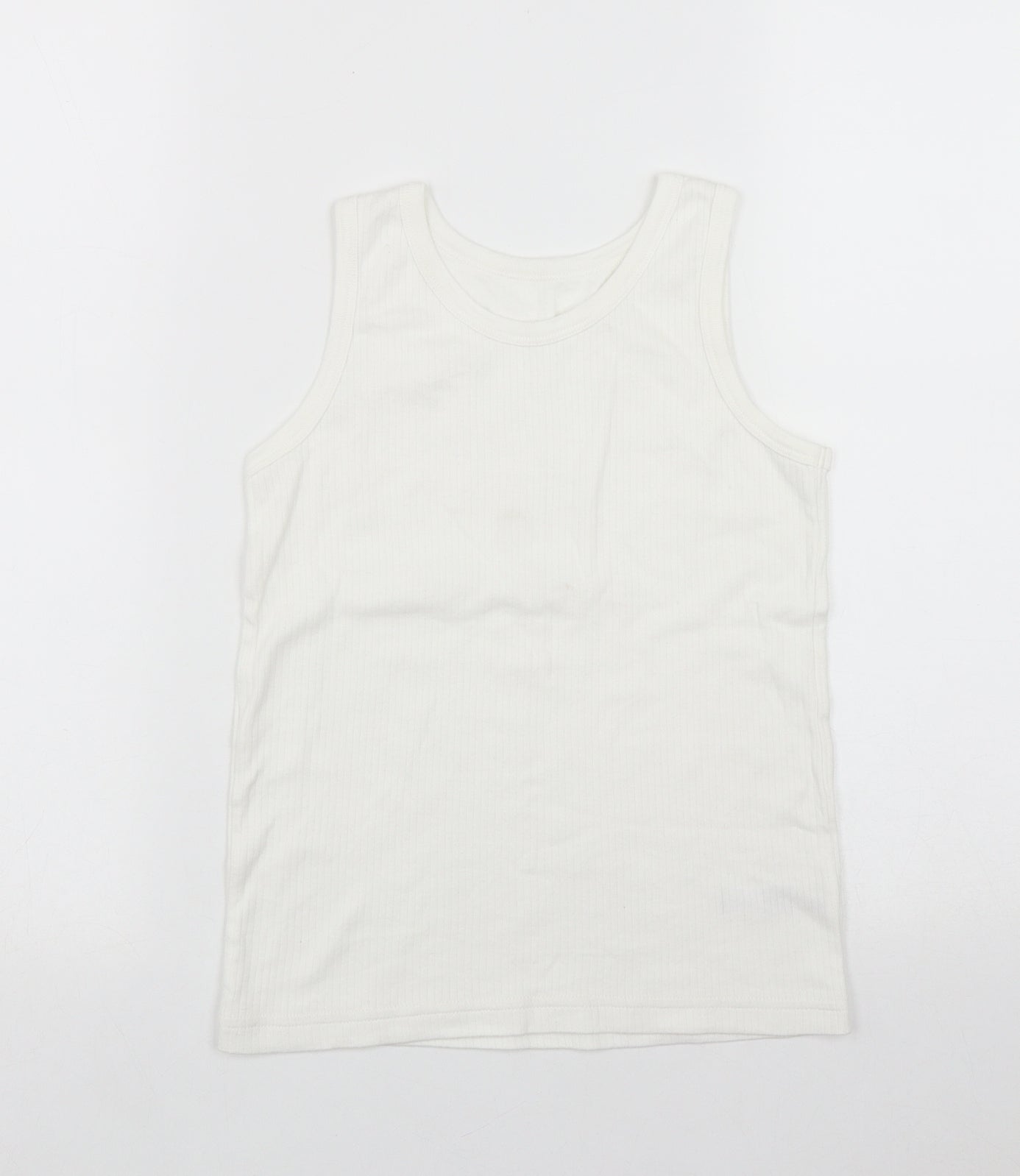 George Girls White  Cotton Basic Tank Size 10-11 Years Round Neck
