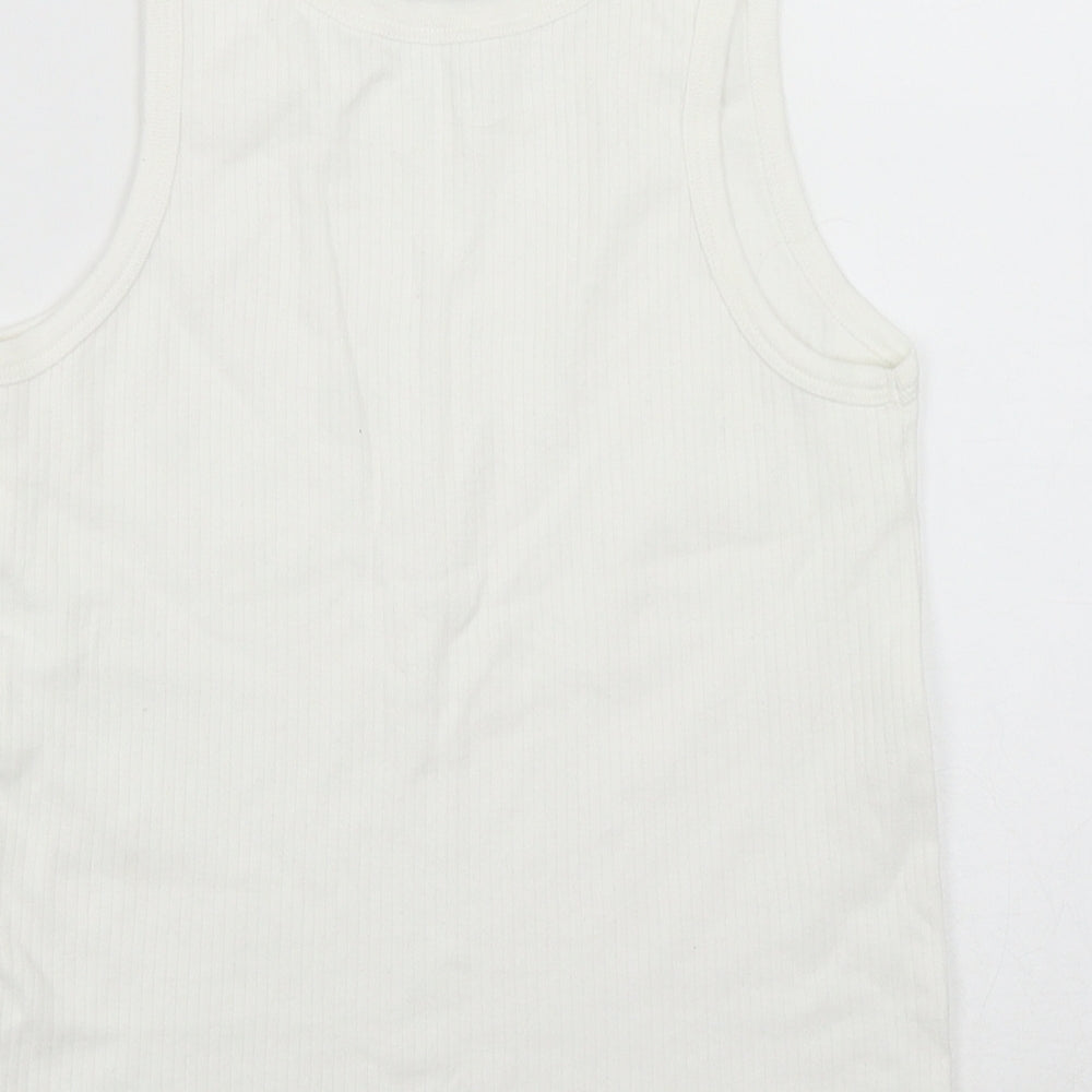 George Girls White  Cotton Basic Tank Size 10-11 Years Round Neck