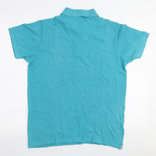 Easy Mens Blue  Cotton  Polo Size M Collared Button
