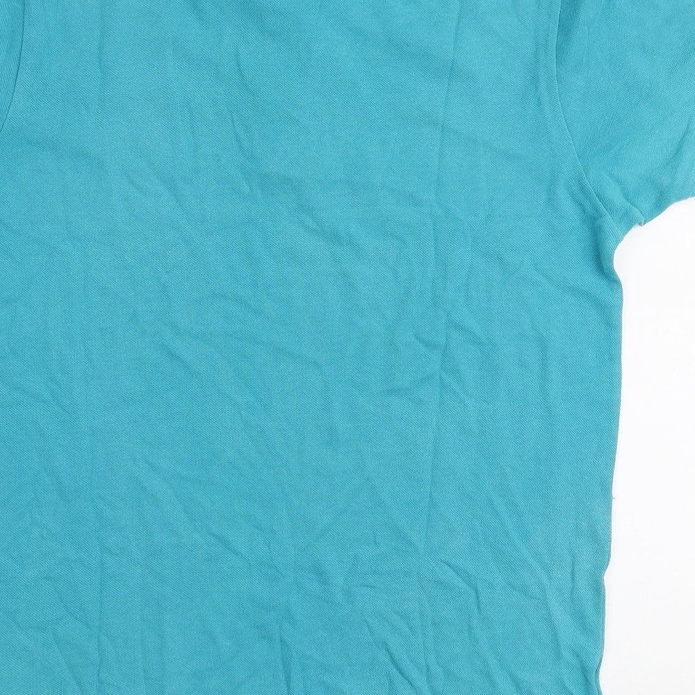 Easy Mens Blue  Cotton  Polo Size M Collared Button