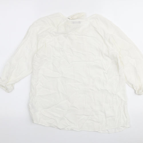 F&F Womens Ivory  Viscose Basic Blouse Size 6 Round Neck