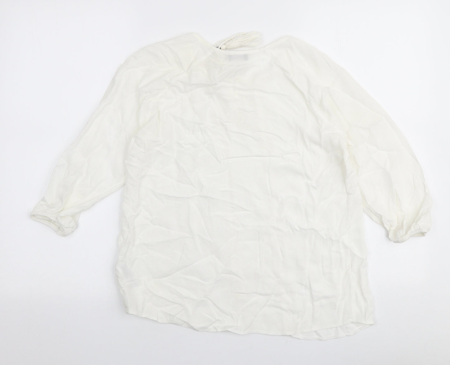 F&F Womens Ivory  Viscose Basic Blouse Size 6 Round Neck
