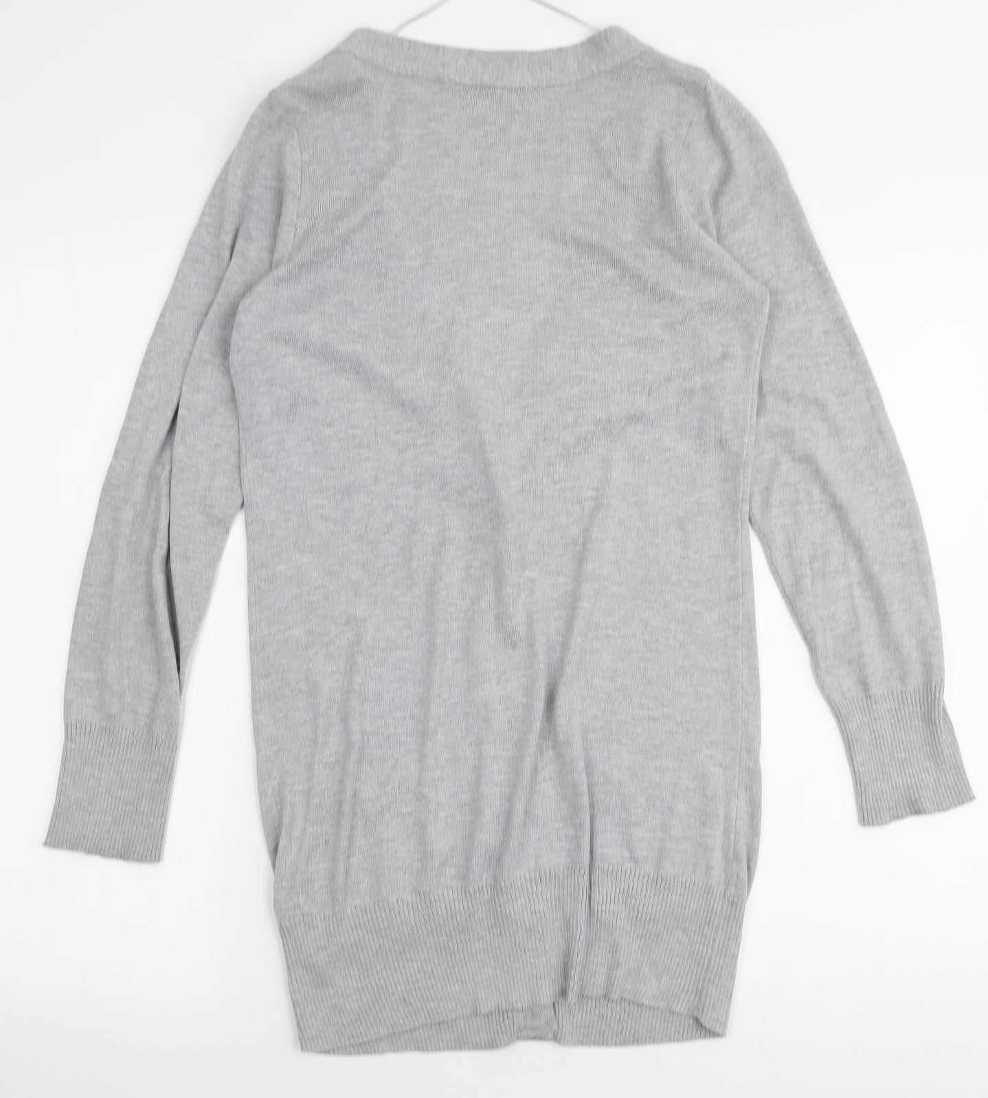 F&F Womens Grey V-Neck  Polyester Cardigan Jumper Size 12