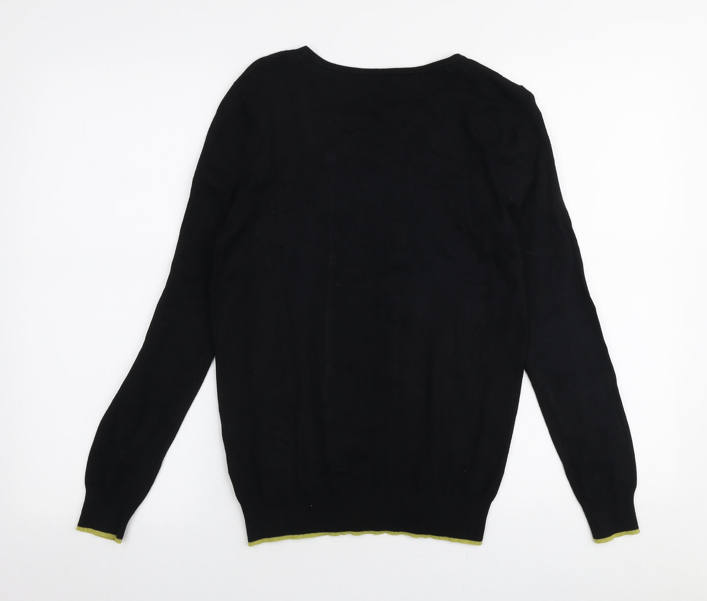M&Co Womens Black Round Neck Striped Viscose Pullover Jumper Size 10