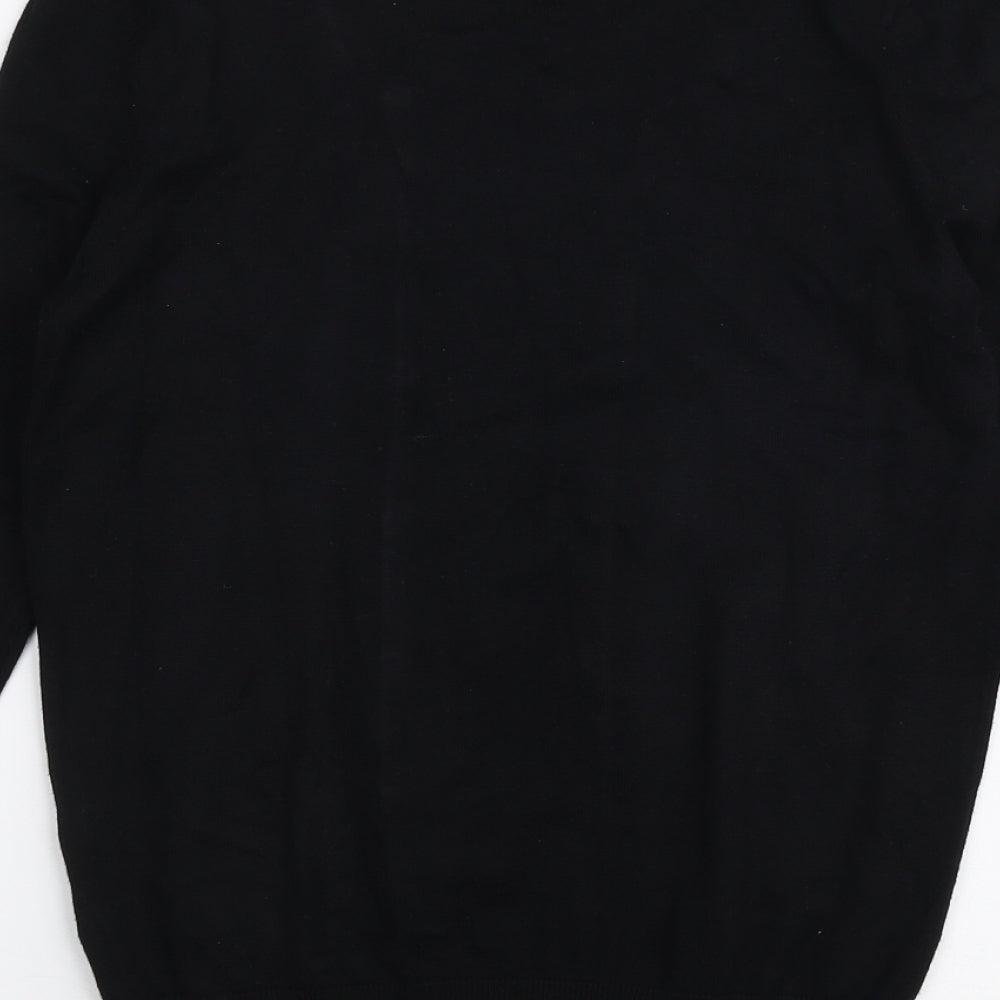 M&Co Womens Black Round Neck Striped Viscose Pullover Jumper Size 10