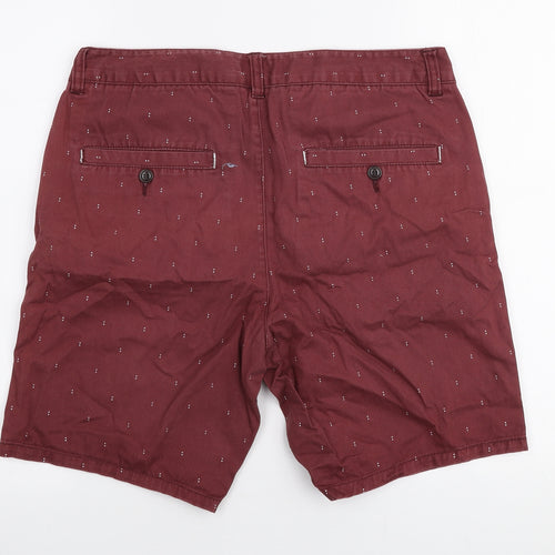 Topman Mens Red  Cotton Chino Shorts Size 32 in L8 in Regular Zip